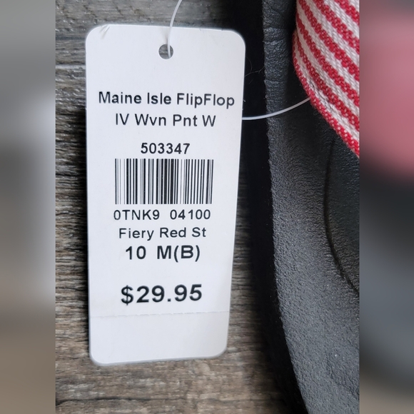 L.L. Bean Maine Isle Flip Flop Women's 10 Black, Red & White Striped Sandals NWT - Picture 9 of 9